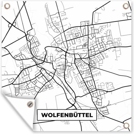 Tuindoek Wolfenbüttel - Stadskaart - Plattegrond - Kaart - 100x100 cm