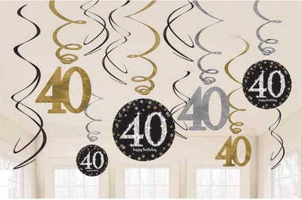 Amscan - Sparkling Celebration - Swirl Decoratie 40 Goud (12 stuks)