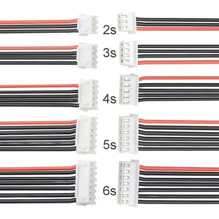 10 Pcs 22AWG JST-XH Balance Charging Cable Adapter – 2S 3S 4S 5S 6S – 2 Pcs Each – For LiPo Battery – High-Quality Silicone Wire blanc