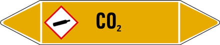 CO2 leidingmarkering op vel 179 x 37 mm - 5 per vel