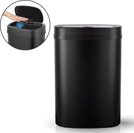 ADSafety Prullenbak met Sensor - 60 Liter - Ovale Afvalbak RVS - Vuilnisbak - Soft Close Deksel - Zwart