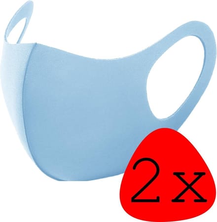 Wasbaar Mondkapje Blauw Wasbaar Mondmasker Elastisch Mondkapjes - 2 stuks