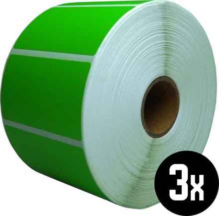 DULA Compatible Zebra Labels 57x32mm - 1500 etiketten per rol - kern 25mm - Groen - Permanent - 3 ro