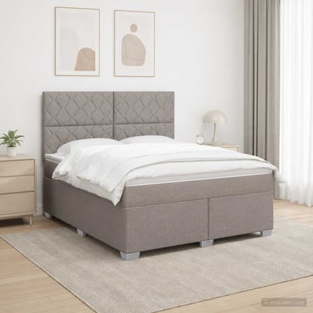 vidaXL - Boxspringbed - met - matras - met - hoofdeinde - Taupe - 160 - x - 200 - cm - Stof