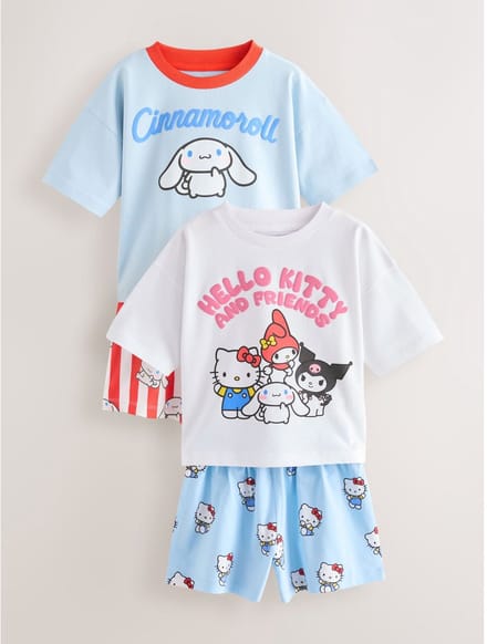 Next - Meisjes - Set van 2 korte Hello Kitty pyjama's - Blauw