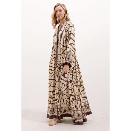 Geprinte V-hals Maxi-jurk