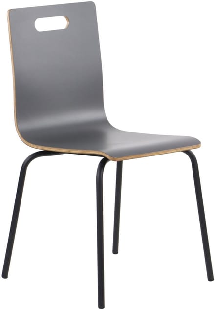 Stema WERDI A - Grijs Multiplex Stoel - Zwart Frame - 11 mm Dik