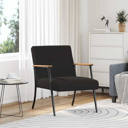 vidaXL - Fauteuil - Zwart - Kratig - Wolachtig - Stof