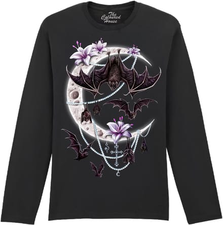 Vleermuizen Bats Moon The Coloured House Longsleeve T-shirt L