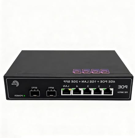 PoE Glasvezel Switch - Ethernet Switch - Netwerk Uitbreiden - Plug & Play - 8 Poorten - Zwart