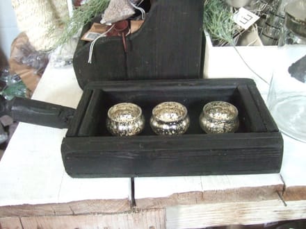 Zwart houten tray met handvat