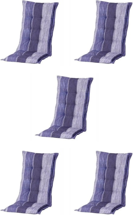 Madison - Tuinkussen - Hoge Rug - 5 st - Denim Stripe Blue - 123x50cm
