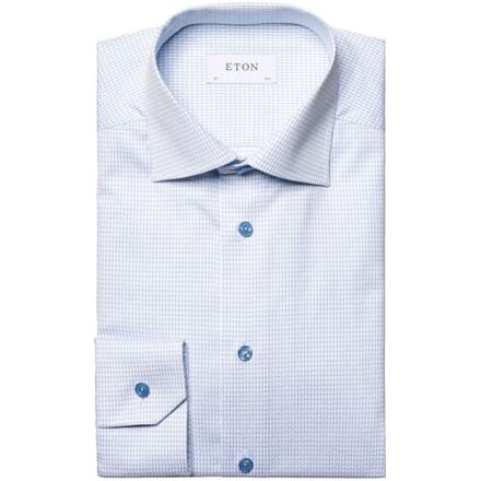 Eton Overhemd Micro Check Signature Twill Licht Blauw / male