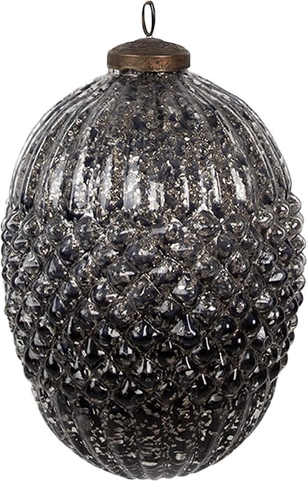 Clayre & Eef Kerstbal Overig Ø 13x18 cm Zwart Glas Kerstballen