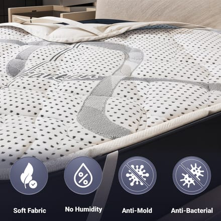 The White Stone Topmatras 120x190 ademend hoogte 5 cm | Ergonomische matraskorretor | Vulling van zachte watten | Hypoallergeen en anti-huismijt stof