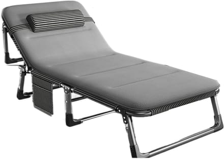 Opklapbaar Campingbed - Reisbed Kampeerbed - Comfortabel Ontspannen - 4 Verstelbare Posities - 190 x 68 cm - Grijs