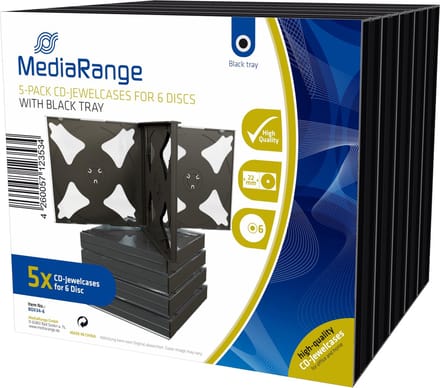 MediaRange BOX34-6 CD-doosje Jewel case 6 schijven Zwart