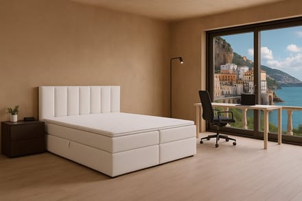 Boxspring Amalfi vlak, 140x220 cm, kleur wit