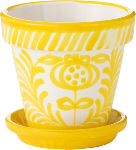 J-Line bloempot Granada Handmade + Painted - keramiek - geel - small - Ø 21 cm