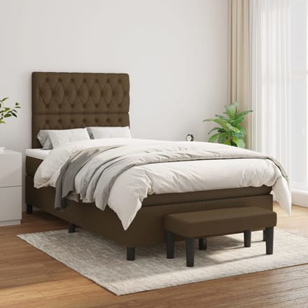 vidaXL - Boxspring - met - matras - stof - donkerbruin - 120x190 - cm