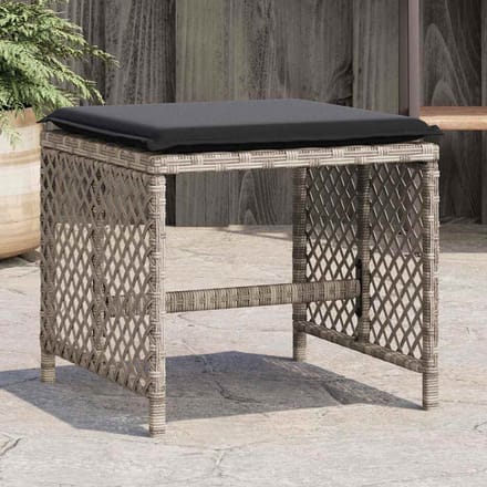 vidaXL - Tuinkrukken - 4 - st - met - kussens - 41x41x36 - cm - poly - rattan - lichtgrijs