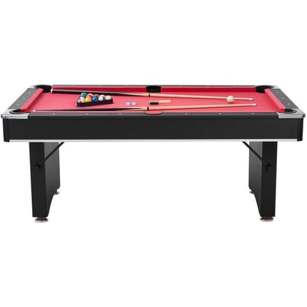 Table de billard, Tables de billard portables de 183 cm, Pieds réglables, Table de jeu stable, Ensemble de divertissement comprenant boule, queue, triangle, craie et brosse, Noir