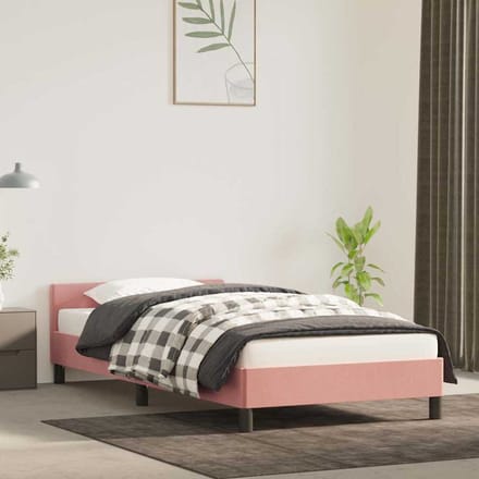 vidaXL - Bedframe - met - hoofdeinde - zonder - matras - 80x200 - cm - fluweel - roze