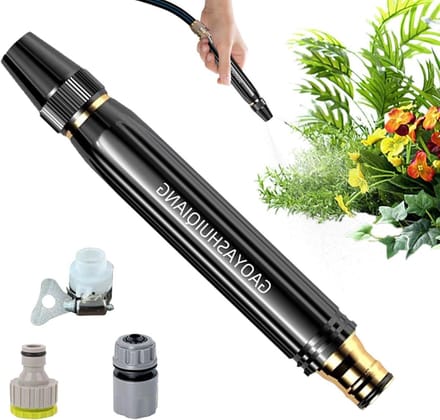 Hogedruk Spuitpistool - Tuinsproeier Slang - Buiten Reinigen - Verstelbare Sproeipatronen - 15 cm - Zilver
