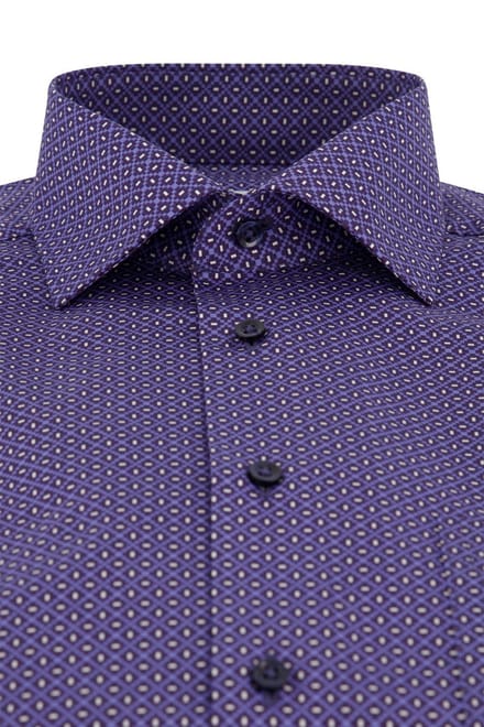 Eterna borstzak overhemd korte mouw blauw geprint modern fit
