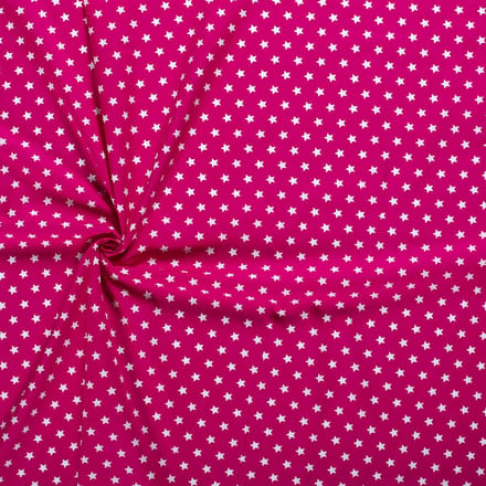 Katoen stof - Grote Sterren - 140cm breed - Fuchsia - 10 meter