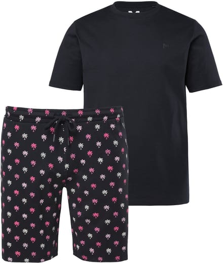 Men Plus - Heren - pyjama tweedelig kort model tot 8XL - Zwart - Maat L