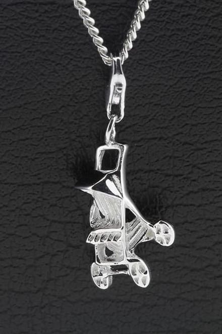 Zilveren Buggy kinderwagen hanger en bedel