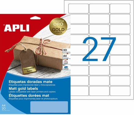 Printer Labels Apli 63,5 x 29,6 mm Golden 20 Sheets