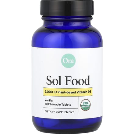 Ora, Sol Food, vitamine D3 végétale, vanille, 2 000 UI, 30 comprimés à croquer