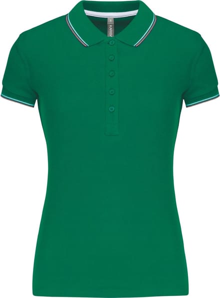 Kariban Damespolo korte mouwen K251 - Kelly green/Light grey/White - S