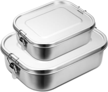 800+1200ml Lunchbox RVS Broodtrommel - incl. divider - Roestvrij Staal - Brooddoos met Losse Compartimenten - Bento Box -lunchbox thermische container