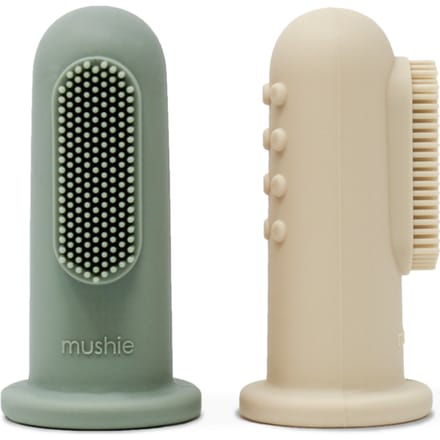 Mushie baby tandenborstel 2st - Shifting Sand + Blue