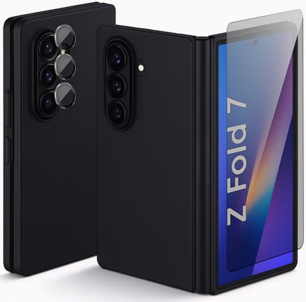 Hoesje geschikt voor Samsung Galaxy Z Fold 7 - Screenprotector Volledig Dekkend Premium PET & Camera Protector - Mat Back Case Zwart
