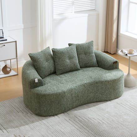 MODFU 2-Zitsbank - Diepe Zitting - Gebogen Vorm - Eigentijds - Chenille - Groen - 164 X 92 X 60 Cm