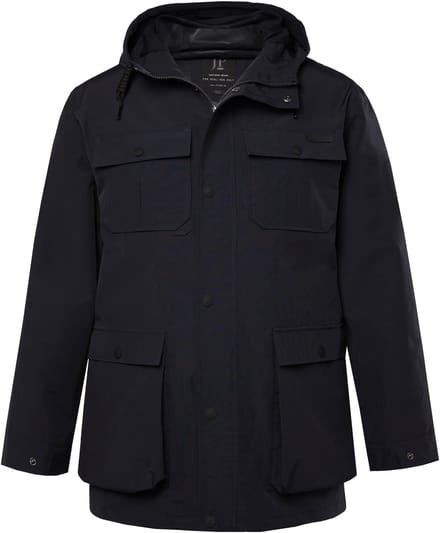 JP 1880 - Heren - Regenjas waterdicht capuchon blinde rits - Navy blauw - Maat 4XL