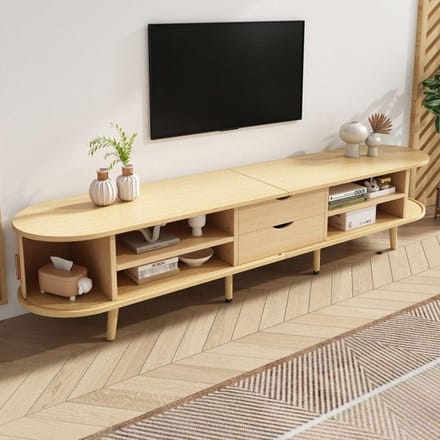 TV-meubel - MUVOE - Ovaal - 2 lades - MDF met houtnerf - Capaciteit 30KG