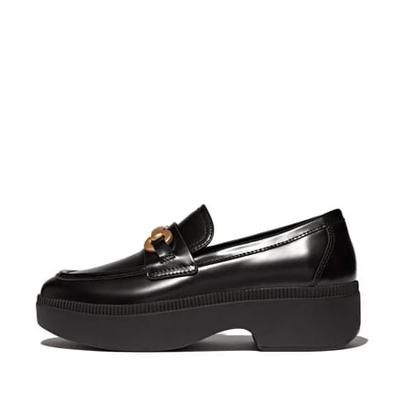 FitFlop F-luma chunky-snaffle box-leather d/wedge loafers