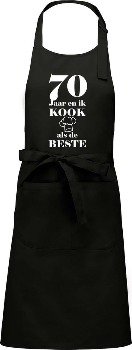 Mijncadeautje - Luxe schort - 70 jaar - en ik kook als de beste - zwart