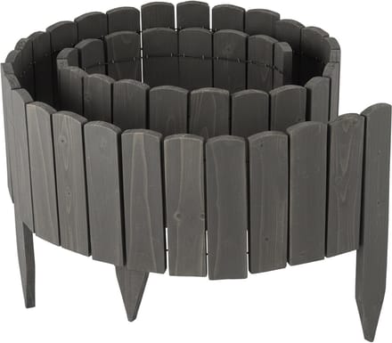 Borderrand - 200x20 cm - flexibel - hout - donkergrijs
