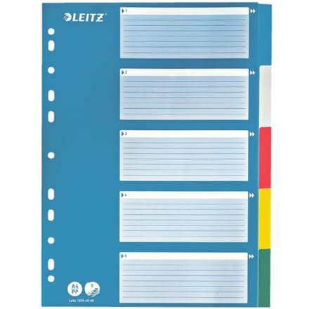 LEITZ® PP-indexbladen met blauw dekblad, cijfers 1-12