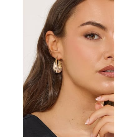 Yours Goudkleurige Diamante Hoepeloorbellensize One Size