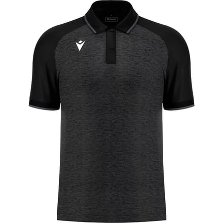 Macron Glory Aulos Polo Heren - Zwart / Antraciet | Maat: S