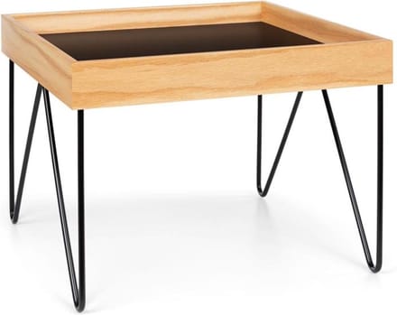 Big Lyon dienblad tafel melamine/MDF met eiken fineer stalen frame zwart
