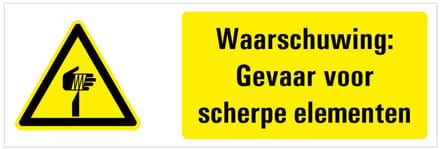 Tekststicker waarschuwing scherpe punten, W022 400 x 150 mm