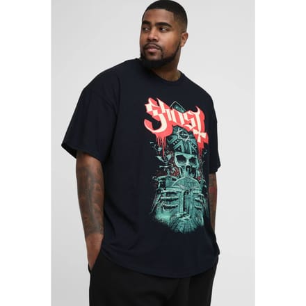 Plus Regular Fit Ghost License Print T-Shirt | Black | Size Medium
